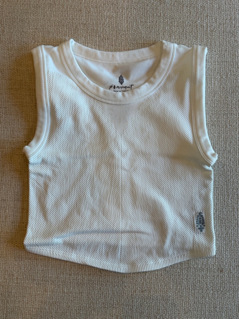 FP Movement by Free People White Ribbed Cropped Tank